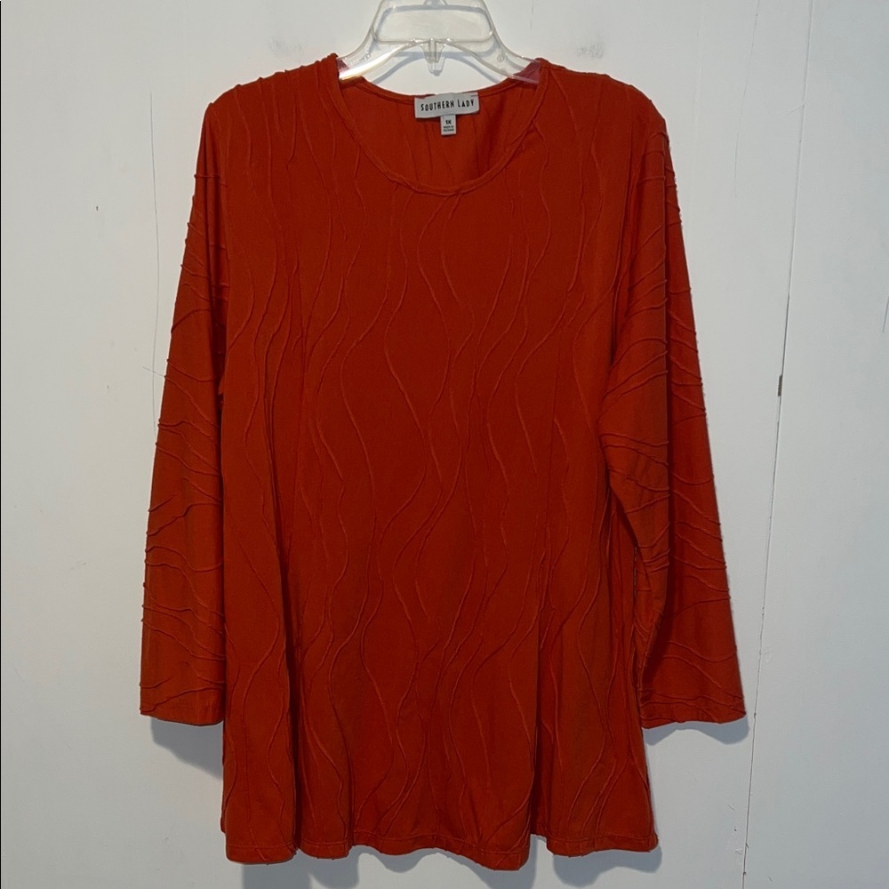 Southern Lady Vibrant Orange Long Sleeve Top Tunic 0043